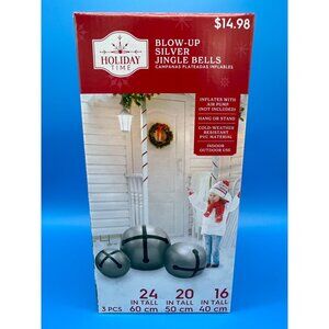 Holiday Time Christmas Blow Up Inflatable Silver Jingle Bells 3pc - 24|20|16"